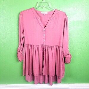 Harper Pink Ruffles Roll Tap Boho shirt size small